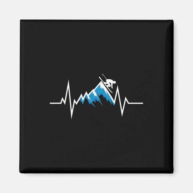 Aline Skiing-pulsslag Skiing-entusiast Magnet (Framsidan)
