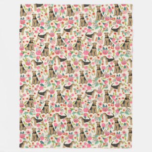 Aliredale Terrier Blommigt avtrycksfilt Fleecefilt