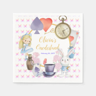 Alisa i Onederland Pappra Tallrikar Pappersservett