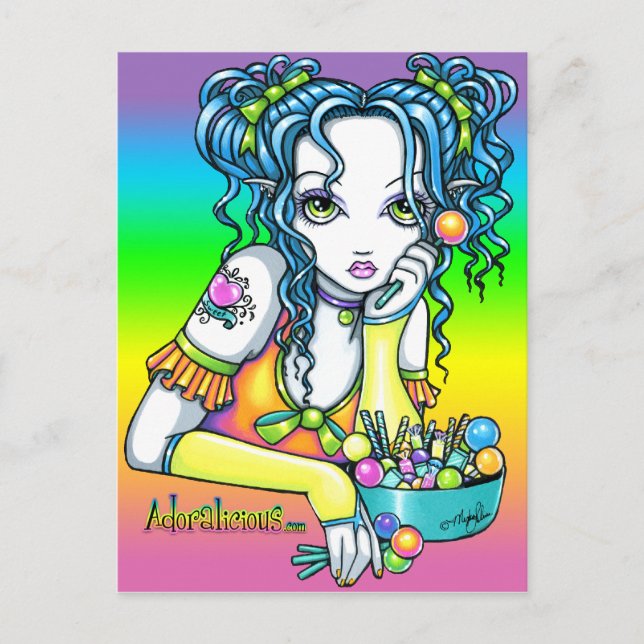 "Alisha" Candy Rainbow Fae Postcard Vykort (Framsida)