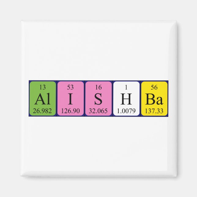 Alishba periodisk bord namn magnet (Framsidan)