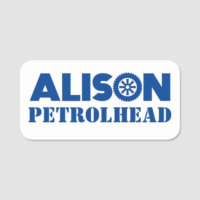 Alison Petrol Head Namnbricka (Framsida)