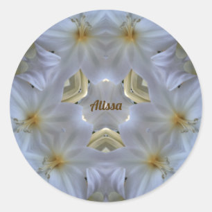 ALISSA ~ PÅSK LILY WHITE RELIGIÖSA ~ RUNT KLISTERMÄRKE