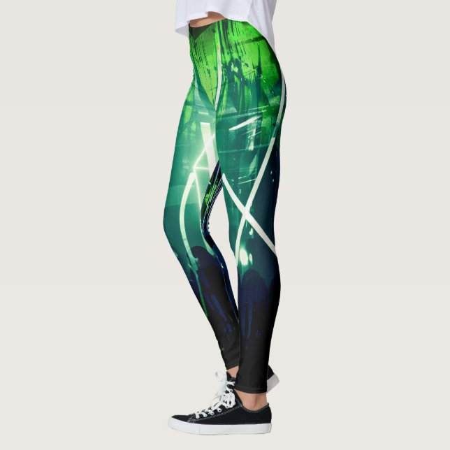 Alistra Cyber Punk Neon Rave Synth Grönt Leggings (Vänster)