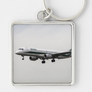 Alitalia Embraer 190 Fyrkantig Silverfärgad Nyckelring