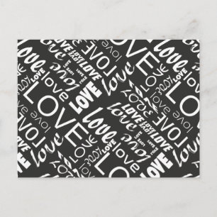 Alive Black and White Gallery Kärlek Ord Art Vykort