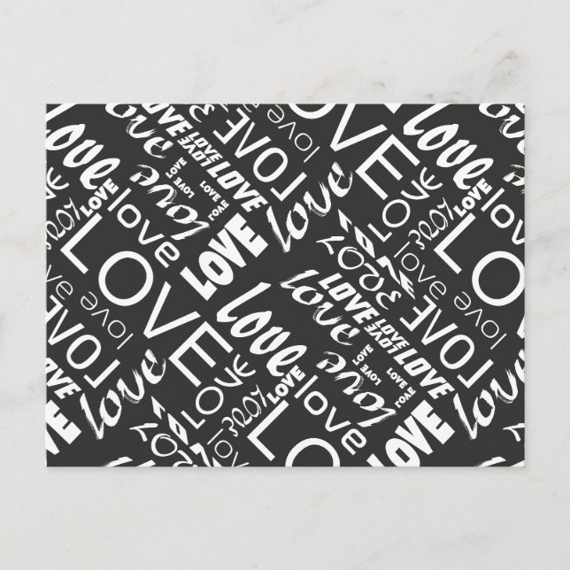 Alive Black and White Gallery Kärlek Ord Art Vykort (Framsida)