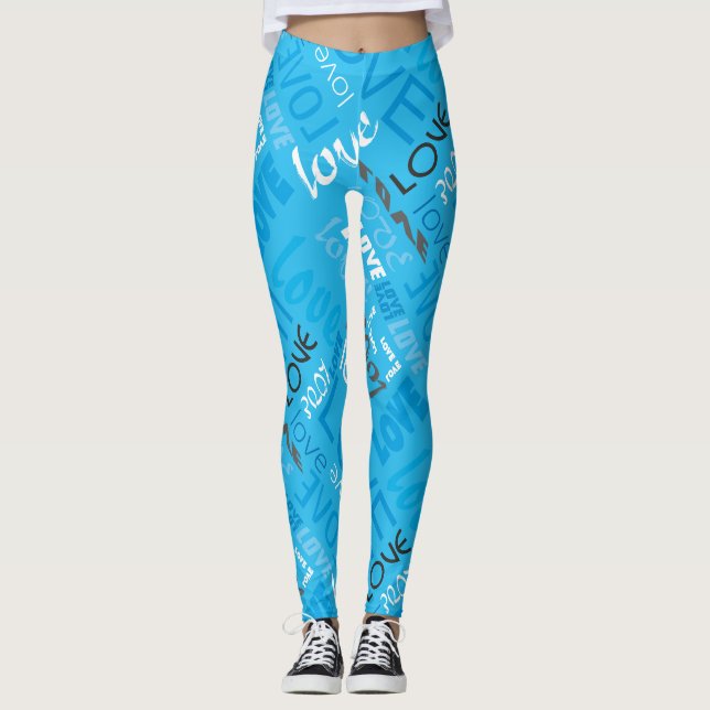 Alive Cyan Gallery Kärlek Ord Art Leggings (Framsida)