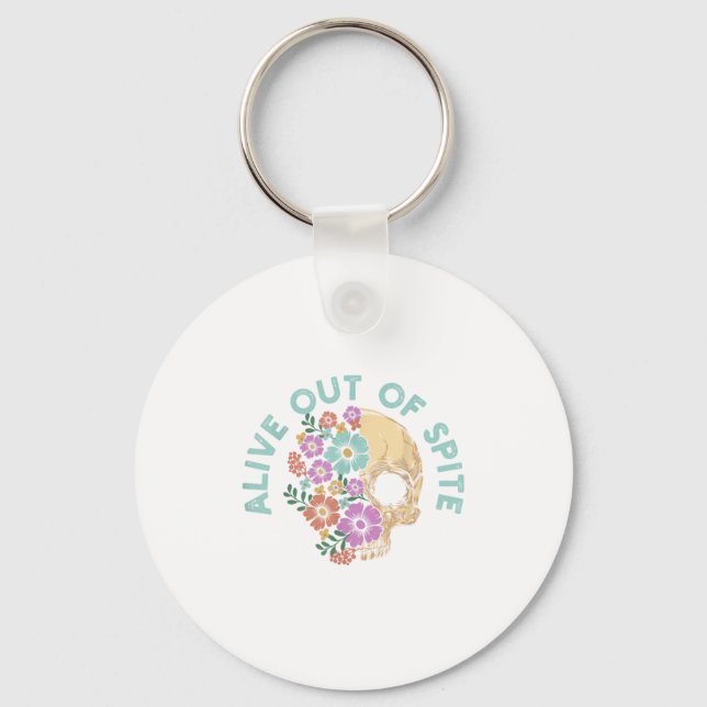 Alive Out Of Ste Skull Quote  Nyckelring (Framsida)