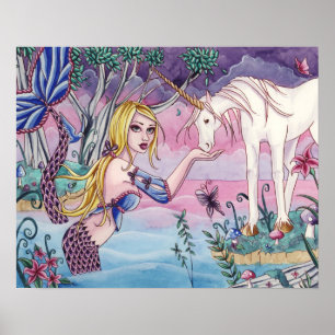 Aliya - Sjöjungfru- och Unicorn-Poster Poster