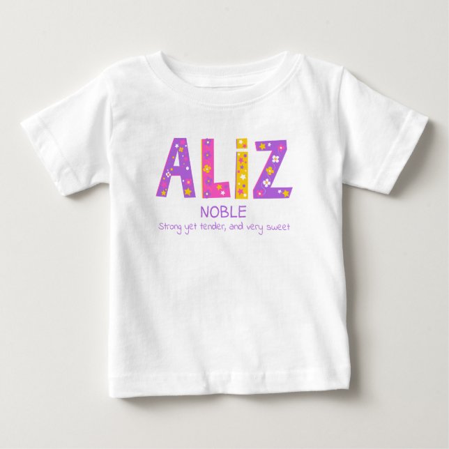 Aliz namn betyder rosa lila Blomstjärna T Shirt (Framsida)