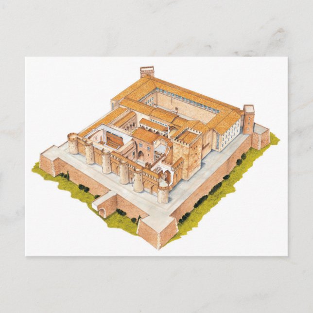 Aljaferia. Zaragoza Spanien. Islamisk palats Vykort (Framsida)
