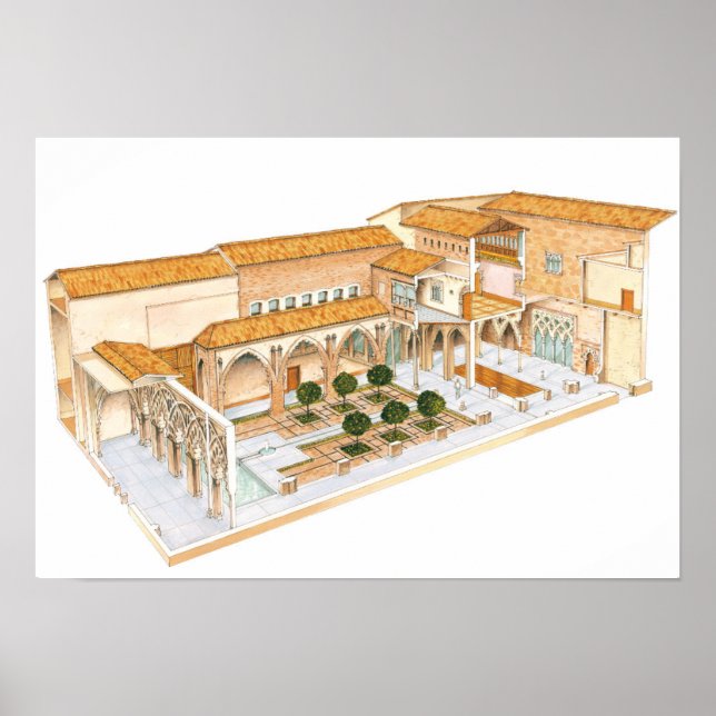 Aljaferia. Zaragoza Spanien. Islamiska palatset. Poster (Framsidan)