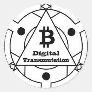 Alkemi för digital transmutation runt klistermärke