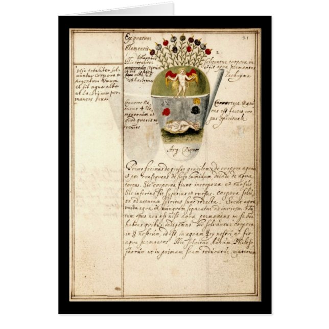 Alkemianteckningsboken av Johann Grasshoff 1620 Hälsningskort (Framsidan)