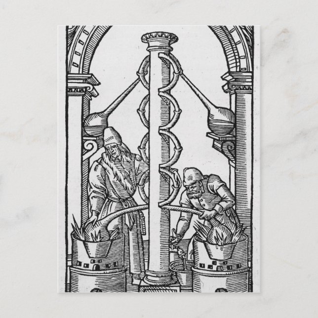 Alkemisten i arbete vykort (Framsida)