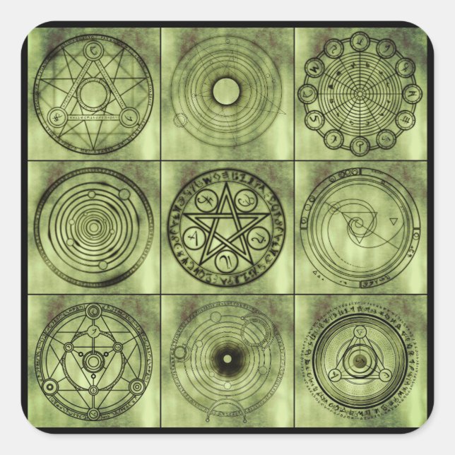 Alkemistiketter Fyrkantigt Klistermärke (Framsida)