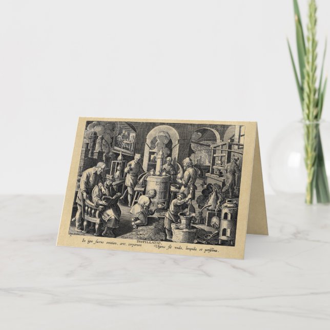 Alkemiverktyg för destillationshälsningskort kort (Framsida)