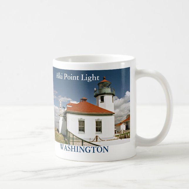 Alki pekar fyren, den Washington muggen Kaffemugg (Höger)