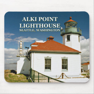 Alki Point fyr, Seattle Washington Mousepad Musmatta