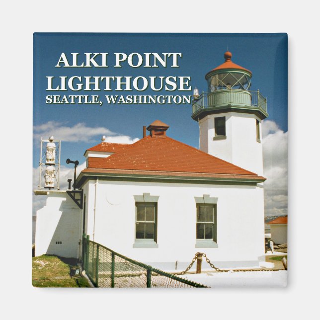 Alki Point Lighthouse, Seattle Washington Magnet (Framsidan)