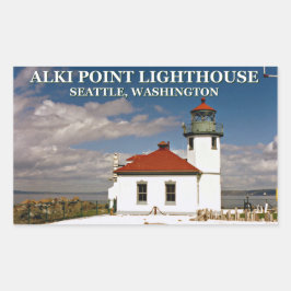 Alki Point Lighthouse, Seattle Washington Rektangulärt Klistermärke