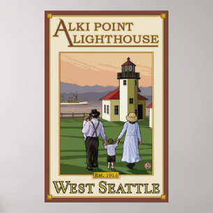 Alki Point Lighthouse - Väster Seattle, WA Poster