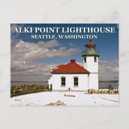 Alki Point Lighthouse, vykort för Seattle Washingt
