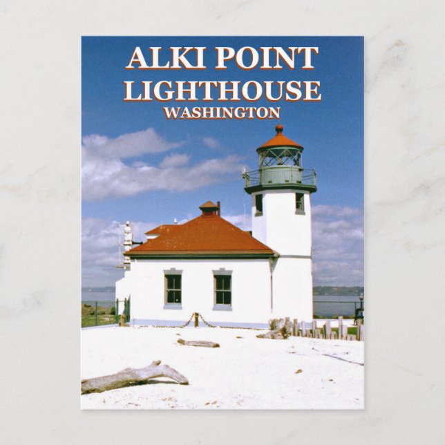 Alki Point Lighthouse, vykort för Seattle Washingt (Framsida)