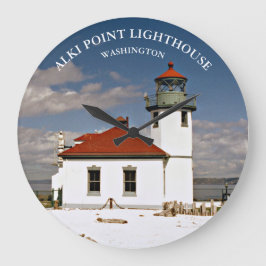 Alki Point Lighthouse, Washington Round Clock Stor Klocka