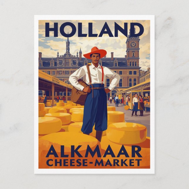 Alkmaar Cheese Market Holland Travel Vykort (Framsida)