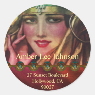 Alkmaar Kashmir i rött & guld- Runt Klistermärke