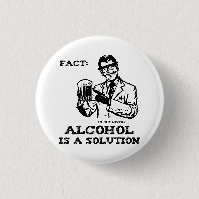 Alkohol är en lösning i Retro kemi Knapp (Framsida)