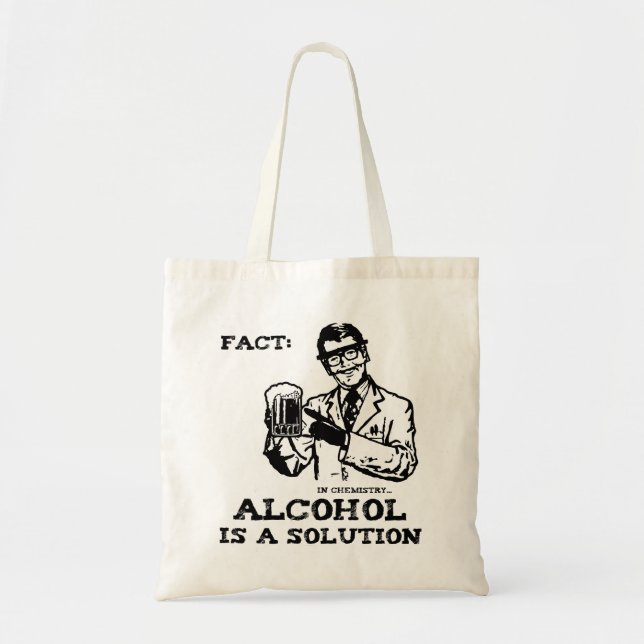 Alkohol är en lösning i Retro kemi Tygkasse (Framsidan)
