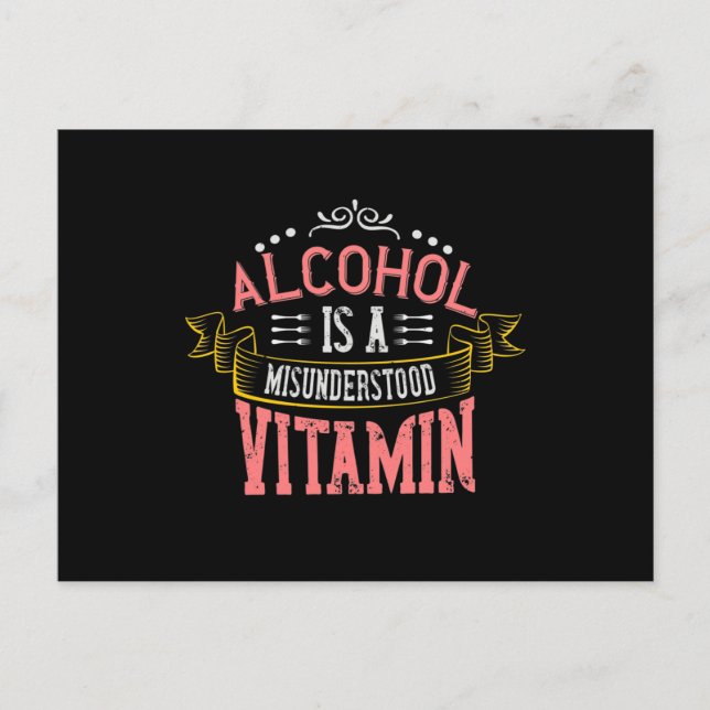 Alkohol är ett missförstått vitamin inbjudan vykort (Framsida)