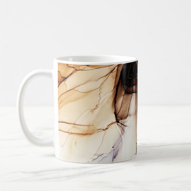 Alkohol Bläck Färg. Grått Handmade Marble Struktur Kaffemugg (Vänster)