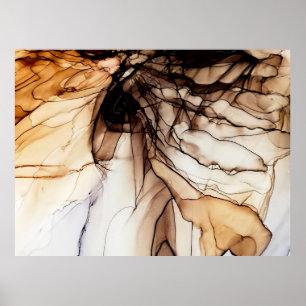Alkohol Bläck Färg. Grått Handmade Marble Struktur Poster