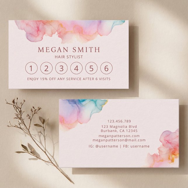 Alkohol Bläck flytande Pastel Lojalitetskort (Skapare uppladdad)