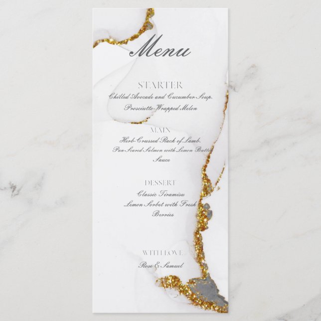 Alkohol Bläck Handmade made Glitter Guld Flat Menu Meny (Framsida)