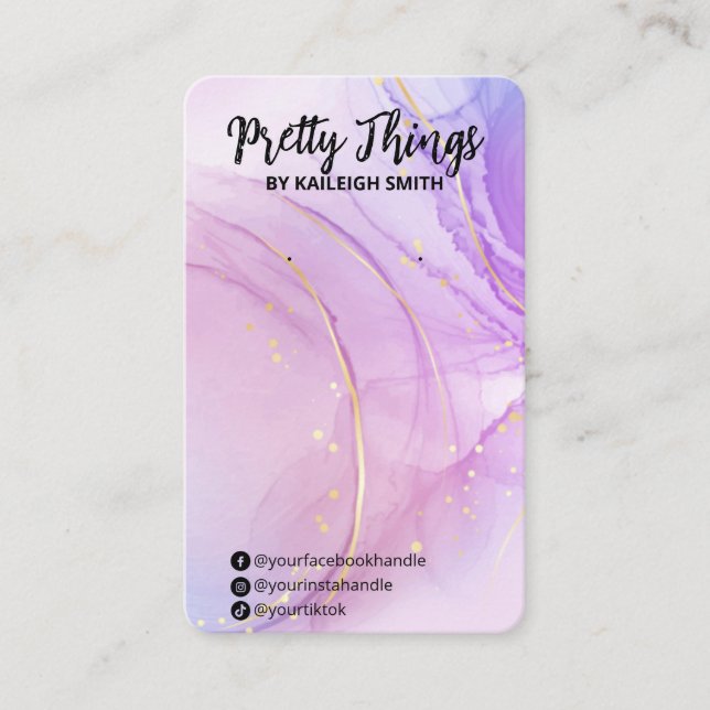 Alkohol Bläck Lila Visning Earring Cards Visitkort (Framsida)