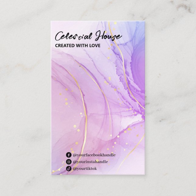 Alkohol Bläck Lila Visning Earring Cards Visitkort (Framsida)