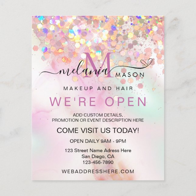 Alkohol Bläck Makeup Artist HoloGraph Glitter Chic Flygblad (Baksidan)