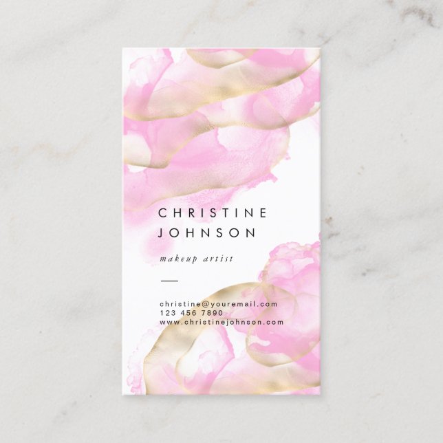 Alkohol bläck rosa stänk visitkort (Framsida)