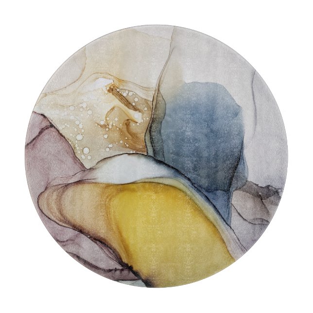 Alkohol bläck-virvlar, gult-färgton, abstrakt. (Framsidan)