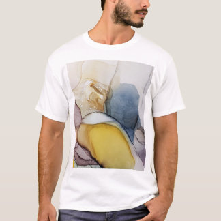 Alkohol bläck-virvlar, gult-färgton, abstrakt. t shirt