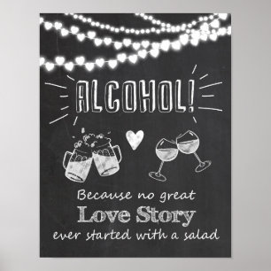 Alkohol bröllop-skyltskylt tecken underbara kärlek poster
