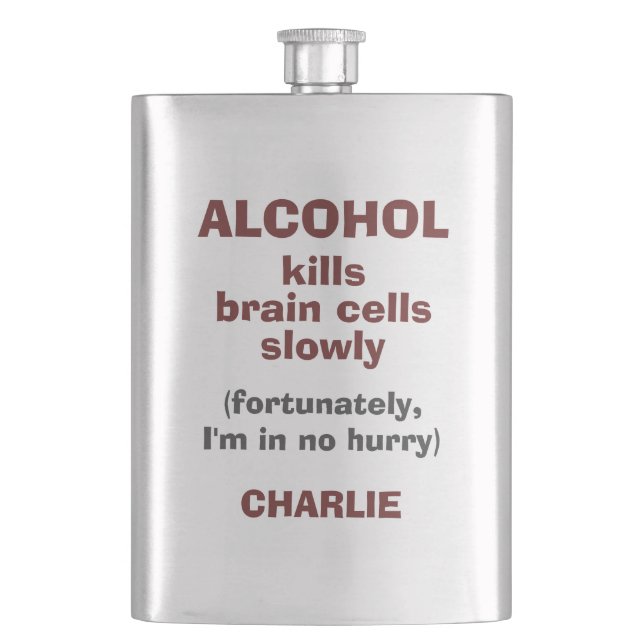 Alkohol Döda Brain Cells egen namnkolv Fickplunta (Framsidan)