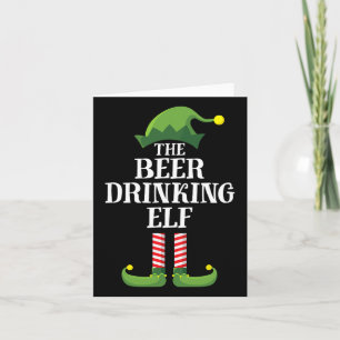 Alkohol Drickande Elf Matchande Familj Jul Kort