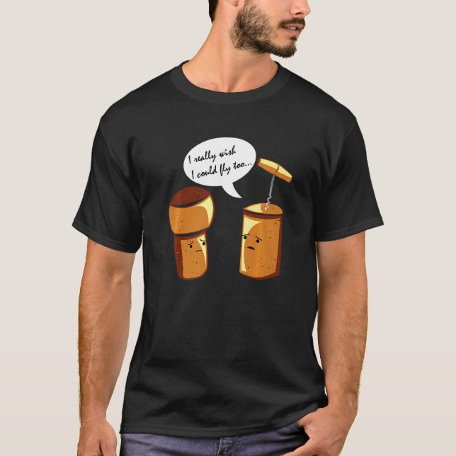 Alkoholhaltiga vindruvor, jästa, vin, Kork B T Shirt (Framsida)