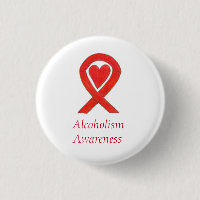Alkoholism Awareness Red Heart Ribbon Anpassningsb